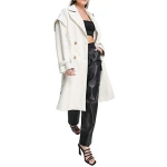 Drop Shoulder Trench Coat In White Leather