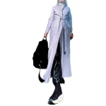 Long Button Closure Purple Leather Trench Coat