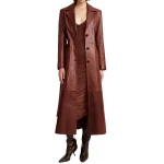 Longline Burgundy Leather Long Coat