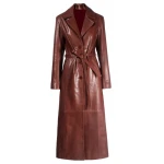 Longline Burgundy Leather Long Coat