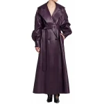Maxi Purple Leather Long Trenchcoat