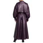 Maxi Purple Leather Long Trenchcoat