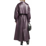 Maxi Purple Leather Long Trenchcoat