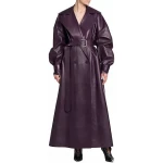 Maxi Purple Leather Long Trenchcoat