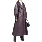 Maxi Purple Leather Long Trenchcoat