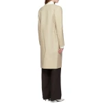 Open Front Beige Leather Long Coat