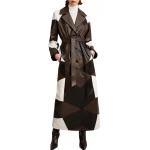 Patchwork Three Color Leather Overcoat