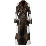 Patchwork Three Color Leather Overcoat