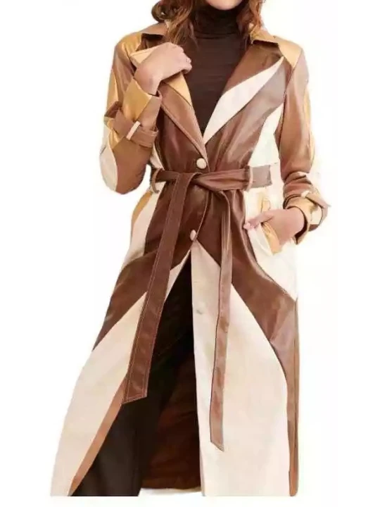 Patchwork Trench Belted Coat