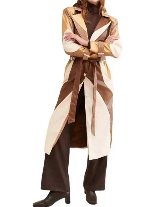 Patchwork Trench Belted Coat