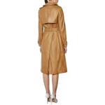 Shoulder Epaulettes Brown Leather Trench Coat