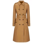 Shoulder Epaulettes Brown Leather Trench Coat