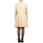 Single Breasted Beige Leather Overcoat