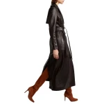 Single Breasted Black Leather Overcoat