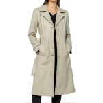 Single Breasted Grey Leather Overcoat