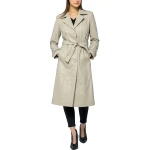 Single Breasted Grey Leather Overcoat