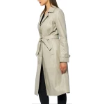 Single Breasted Grey Leather Overcoat
