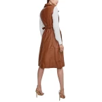 Sleeveless Brown Leather Trench Coat