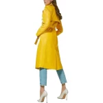 Storm Flap Detailing Yellow Leather Long Coat