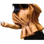 Womens Classic Design Genuine Sheepskin Brown Leather Coat