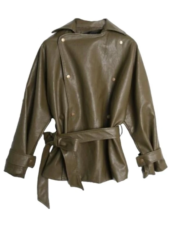 Womens Elegant New Fashion Genuine Sheepskin Brown Leather Jacket Coat