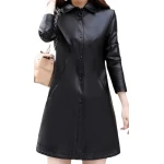 Womens Exceptional Fashion Genuine Sheepskin Black Long Leather Trench Coat
