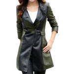 Womens Fabulous Real Lambskin Olive Green Long Leather Trench Coat