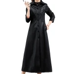 Womens Marvellous Design Genuine Sheepskin Black Long Leather Trench Coat