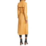 Womens  Real Lambskin Tan Long Leather Trench Coat