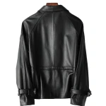 Womens Stunning Genuine Sheepskin Black Leather Coat Jacket