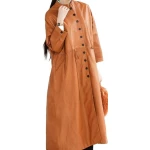 Womens Timeless Fashion Genuine Sheepskin Brown Long Leather Trench Coat
