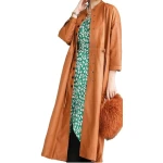 Womens Timeless Fashion Genuine Sheepskin Brown Long Leather Trench Coat