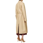 Zipper Closure Beige Leather Trench Coat