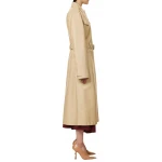 Zipper Closure Beige Leather Trench Coat