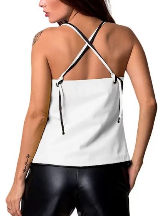 Adjustable Strap White Leather Top