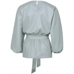 Grey Belted Leather Top