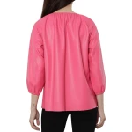 Pink Leather Puff Sleeve Top