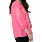 Pink Leather Puff Sleeve Top