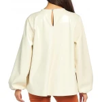 Tiered Ruffle White Leather Top
