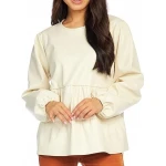 Tiered Ruffle White Leather Top