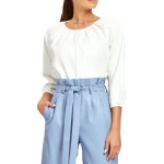 White Leather Puff Sleeve Top