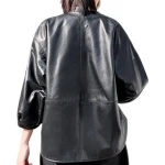 Womens Amazing Style Outwear Real Lambskin Black Leather Top