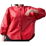 Womens Amazing Style Outwear Real Lambskin Red Leather Top