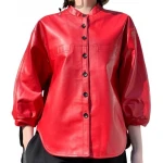 Womens Amazing Style Outwear Real Lambskin Red Leather Top