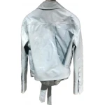 Womens Marvellous Design Outwear  Real Lambskin Blue Leather Top