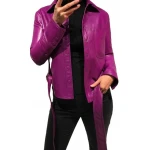 Womens Marvellous Design Outwear  Real Lambskin Purple Leather Top