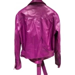 Womens Marvellous Design Outwear  Real Lambskin Purple Leather Top