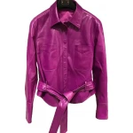 Womens Marvellous Design Outwear  Real Lambskin Purple Leather Top