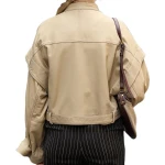 Womens Stunning Design Outwear Real Lambskin Beige Leather Top
