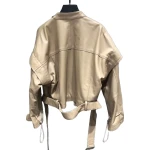 Womens Stunning Design Outwear Real Lambskin Beige Leather Top